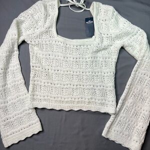Hollister Cream Crochet Knit Blouse size Medium!  Brand new with tags.